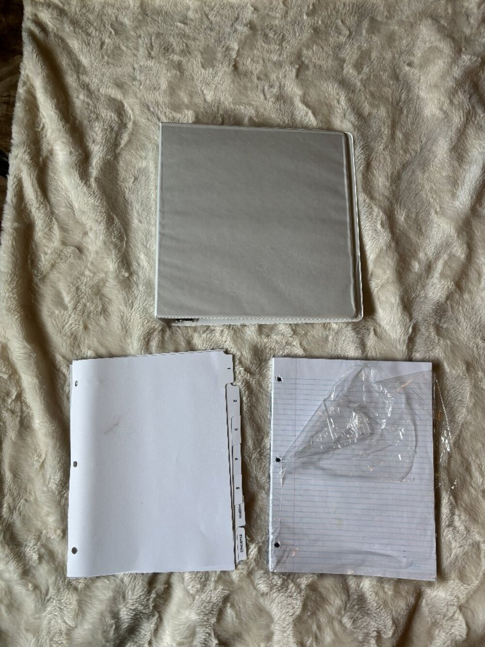 $10 ADD ON School Supplies White 1.5" Ring Binder Number Index Tabs Lined Paper